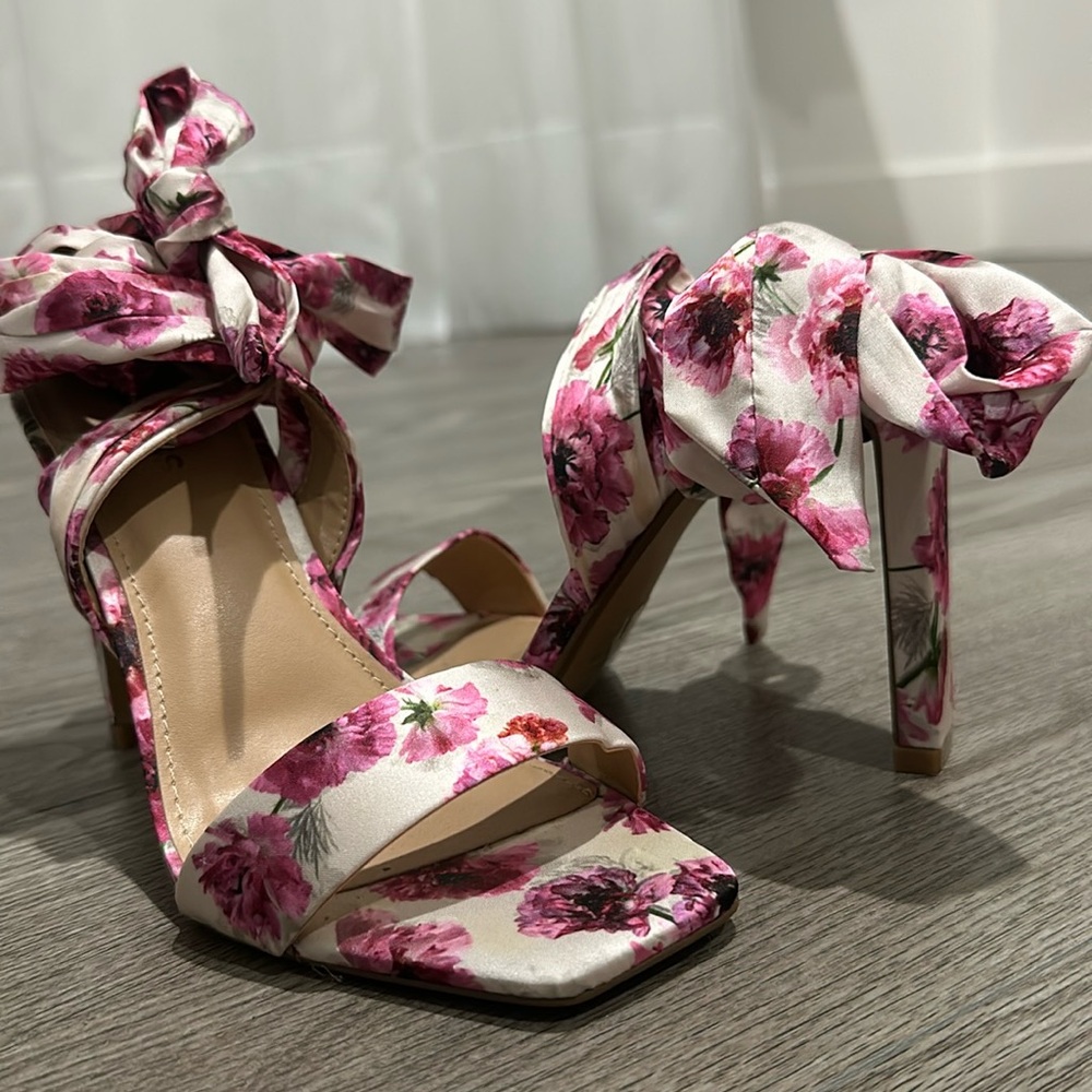 from Express. Worn only once, look brand new. Very comfortable, the heel is 3 in